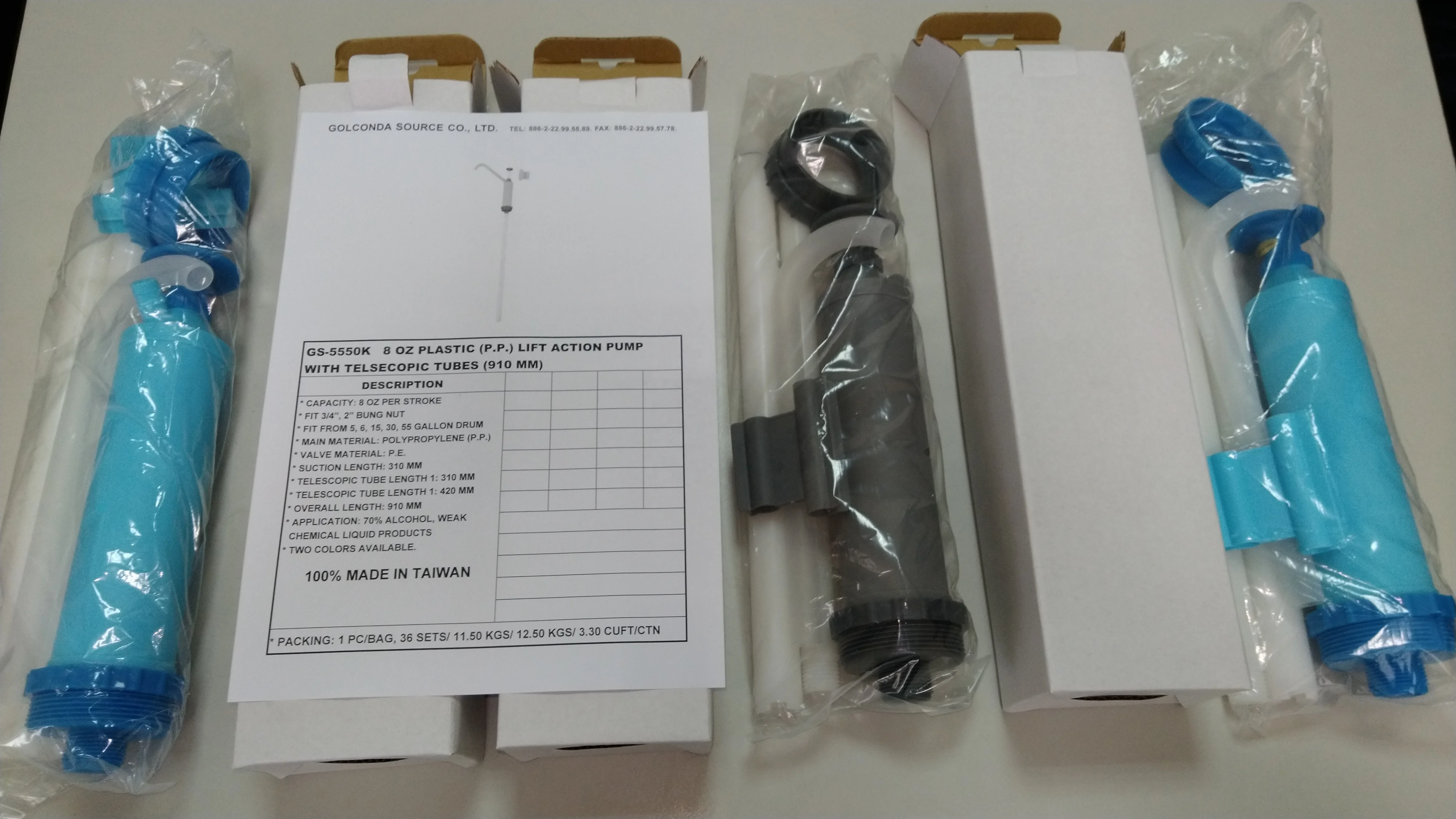 GS-5550K  8 OZ PLASTIC (P.P.) LIFT ACTION PUMP WITH TELSECOPIC TUBES (910 MM) (GS-5550K)