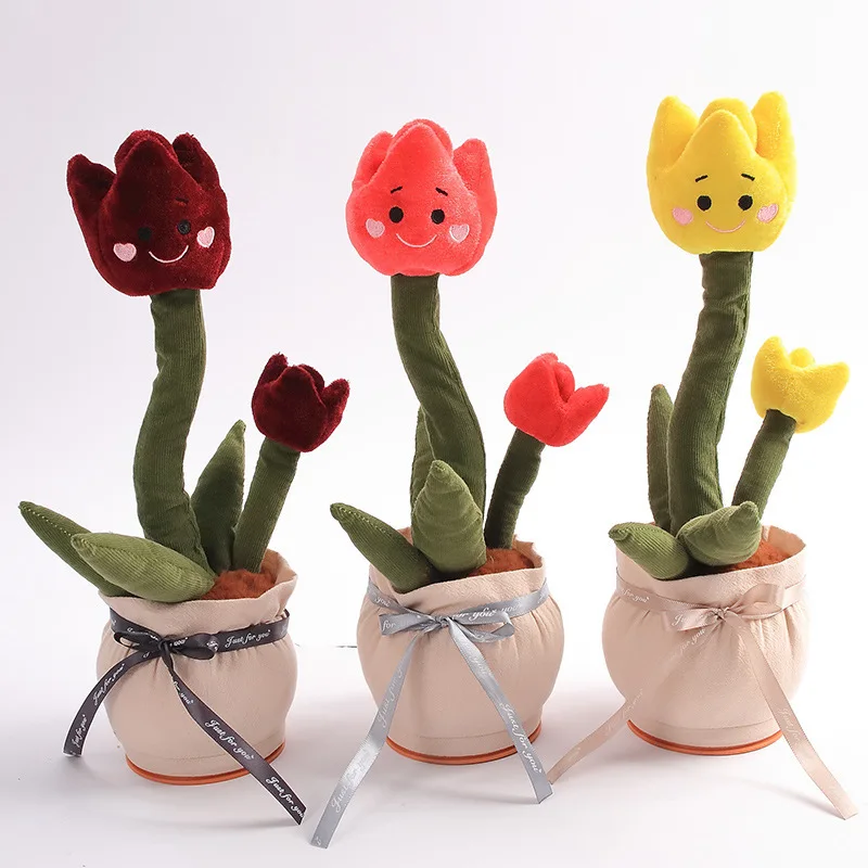 YIWU AULLAN Plush  Dancing Cactus Toy Talking Singing  Electric Growing Rose Stuffed  Dancing Flower