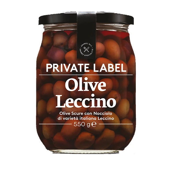 Private Label Italian Leccino Olives 550 g in brine for Wholesalers