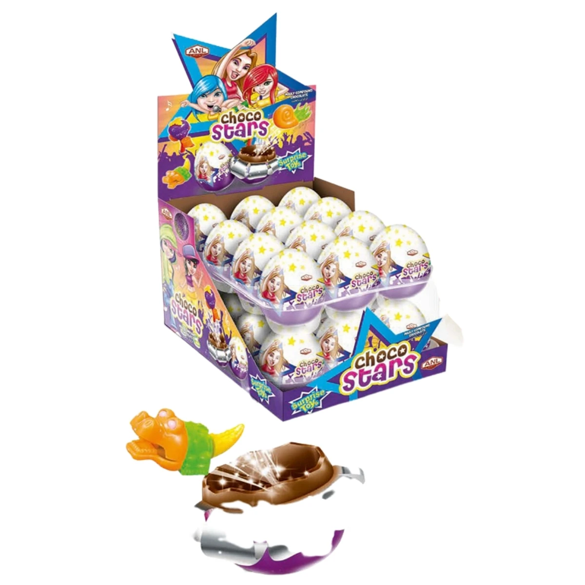 Choco Stars Milky Hazelnut Mini Chocolate Surprise Egg With Toys for Kids Sweet Packaging