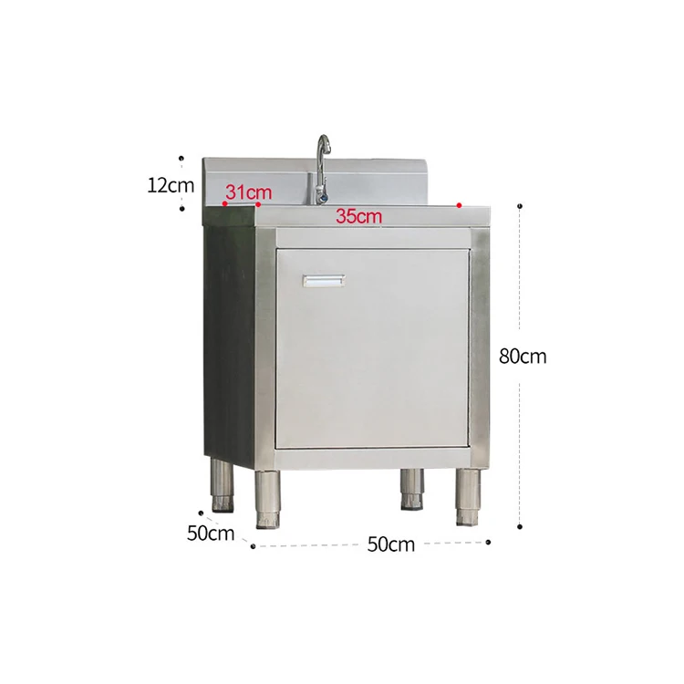 Stainless Steel Kitchen Single Sink Cabinet With Door