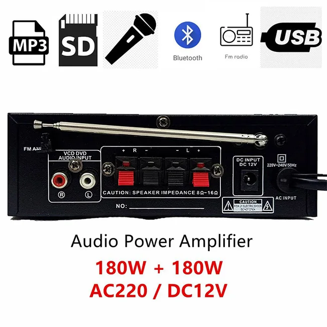 YT USB/SD FM стерео аудио мини усилитель мощности синий цвет поддержка морской доставки и воздушной транспортировки