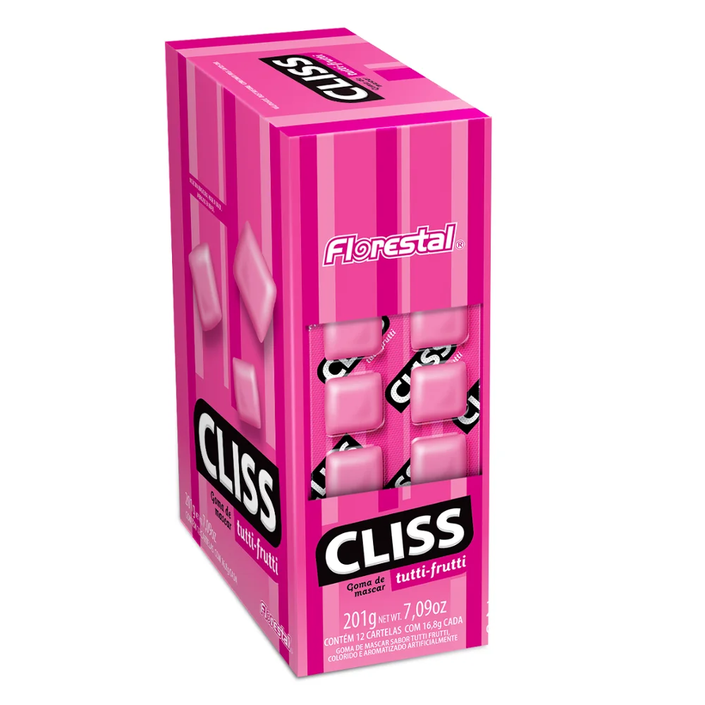 81754 - Cliss Blister Peppermint, Mint, Tutti-Frutti, Cinnamon, Passion Fruit, Cherry, Power Glazed Chewing Gum 16,8g 24x12un
