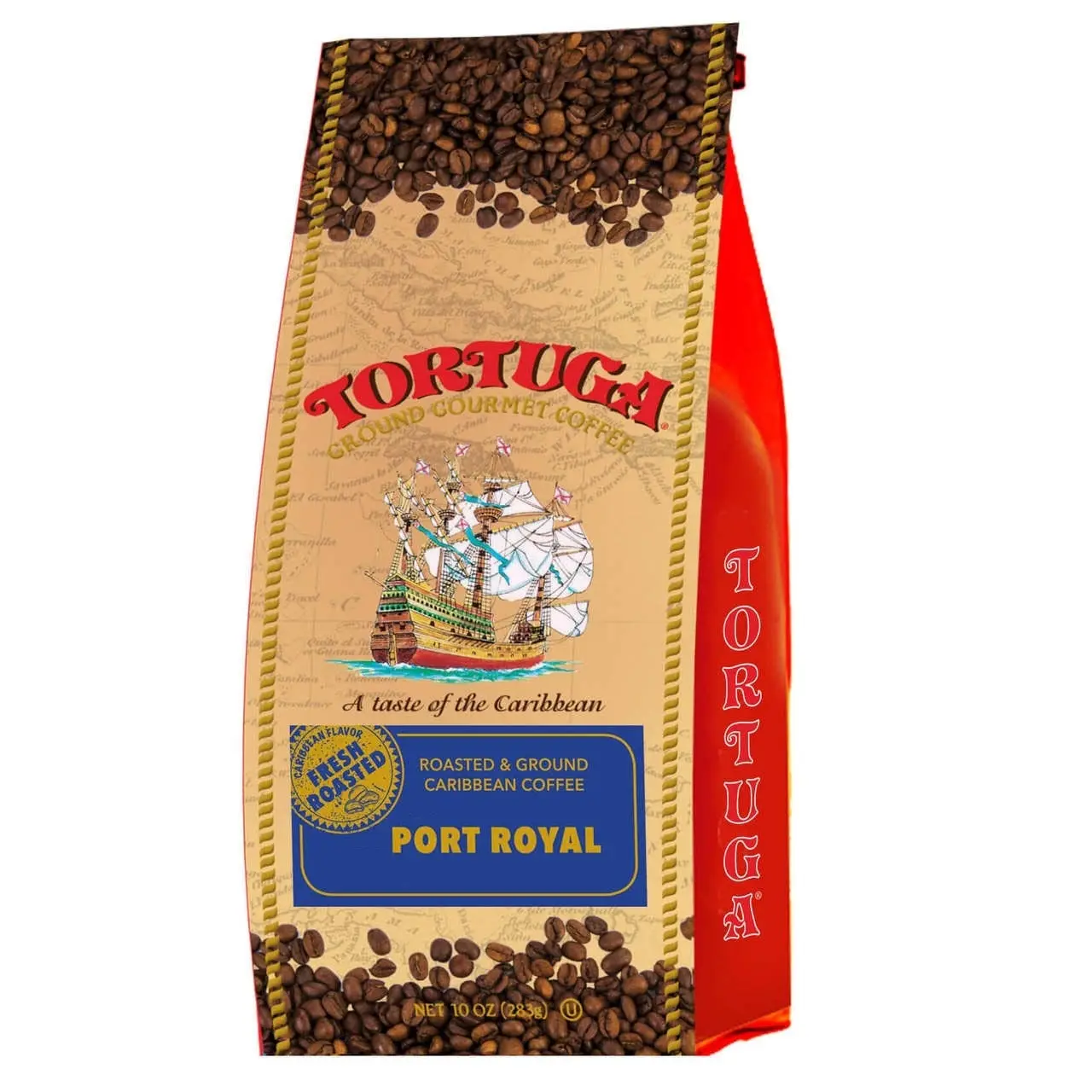TORTUGA Caribbean Port Royal Jamaican Blue Mountain Flavored Coffee- Roasted & Ground Coffee 10 oz - Wholesale Highest Quality
