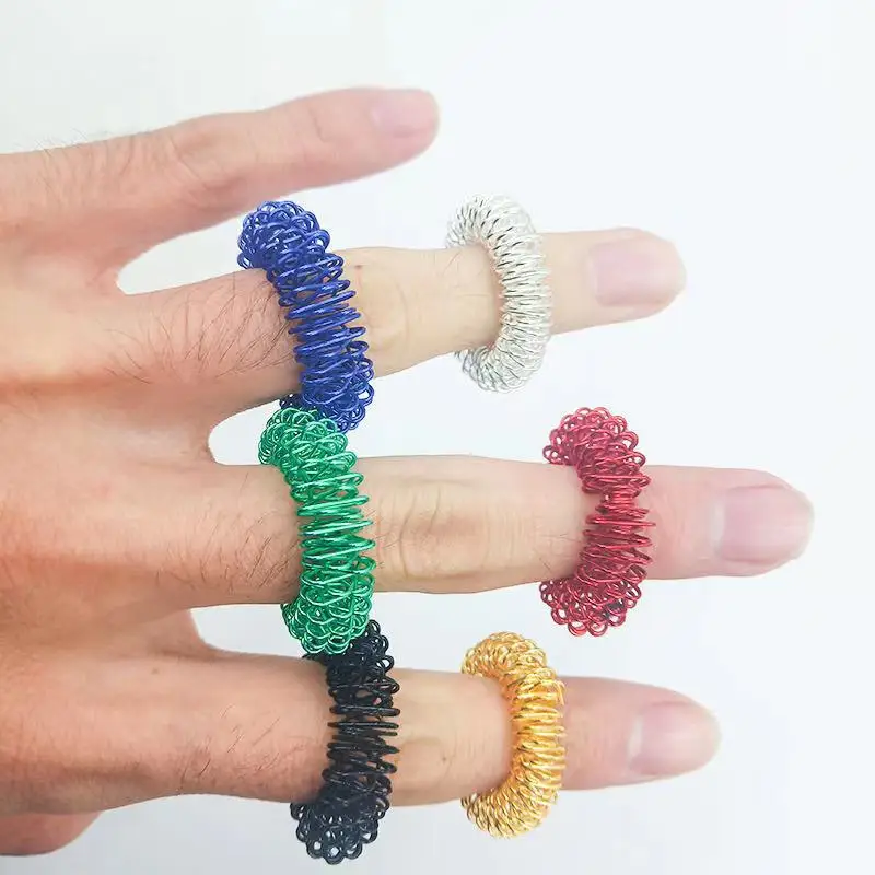 Sensory Spring Massage Finger Ring Metal Spiky Fidget Spiky Rings For Anxiety Stress Relief Adult Fingers Stress Relief Toys
