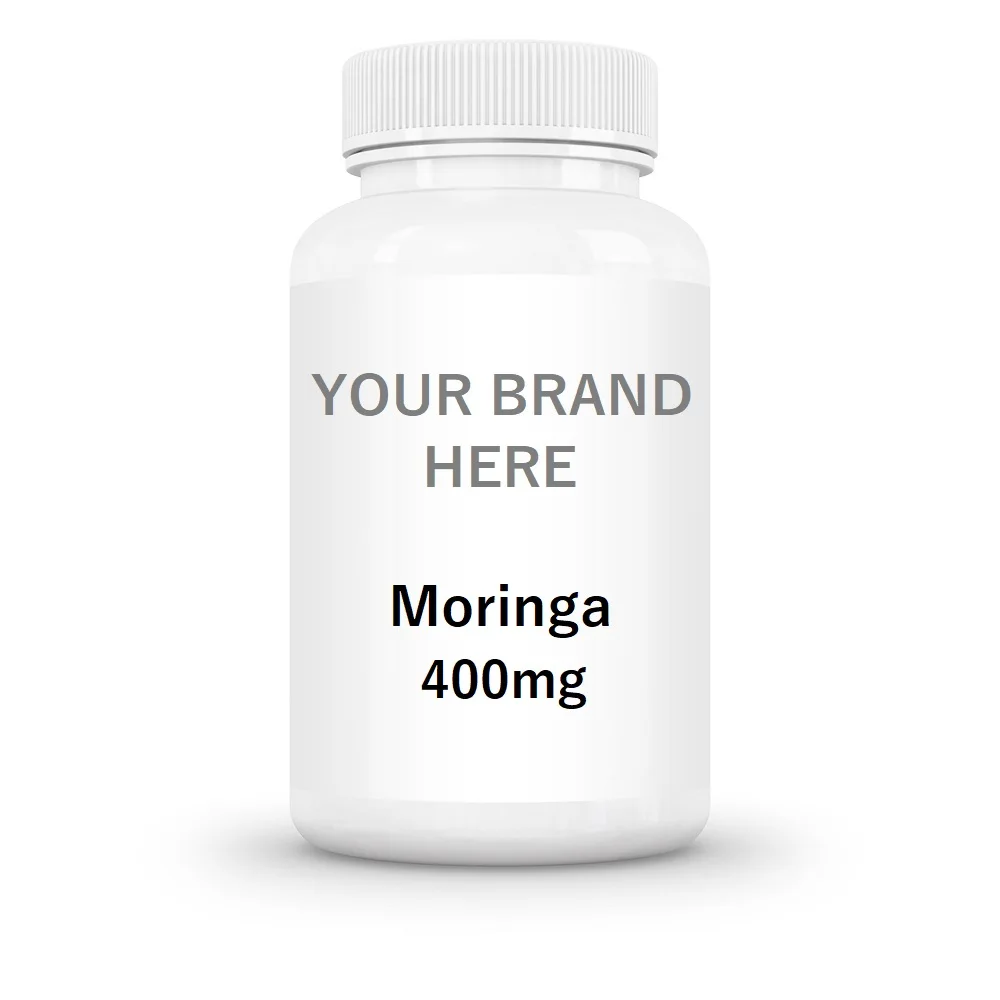 GMPc Moringa Capsules 400mg Bottle 60ct Private Label Herbal Supplement Moringa Oleifera