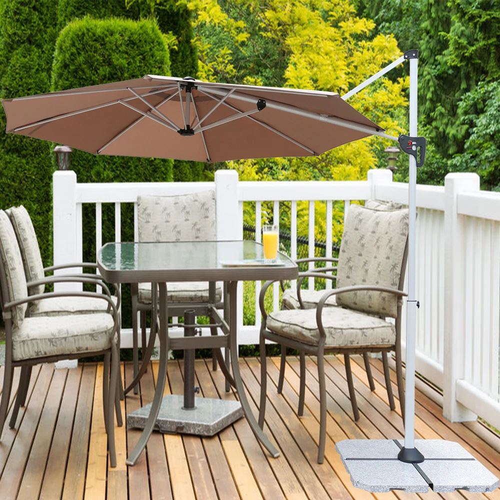 Folding Sun Outdoor Garden Outdoor Market Table Umbrella with Crank, 8 Ribs, Polyester Canopy