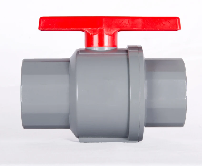 OEM ODM Plastic Material Water Media Normal Temperature Hand Operated Un-Threaded Ball Valve with Red Handle