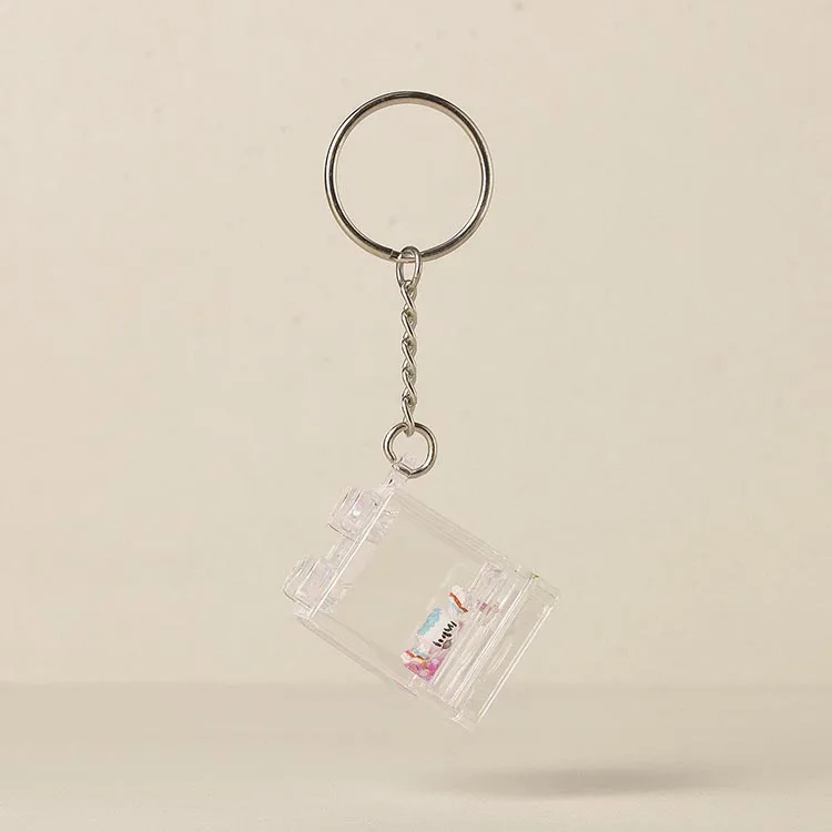 OEM Cute Floater Awesome Design Famous Building Brick Shaped Acrylic Liquid Glitter Keychain