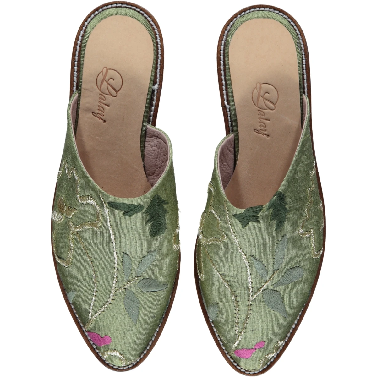 Handmade Home Shoe Genuine Leather with Embroider Slipper Closed for Women Female