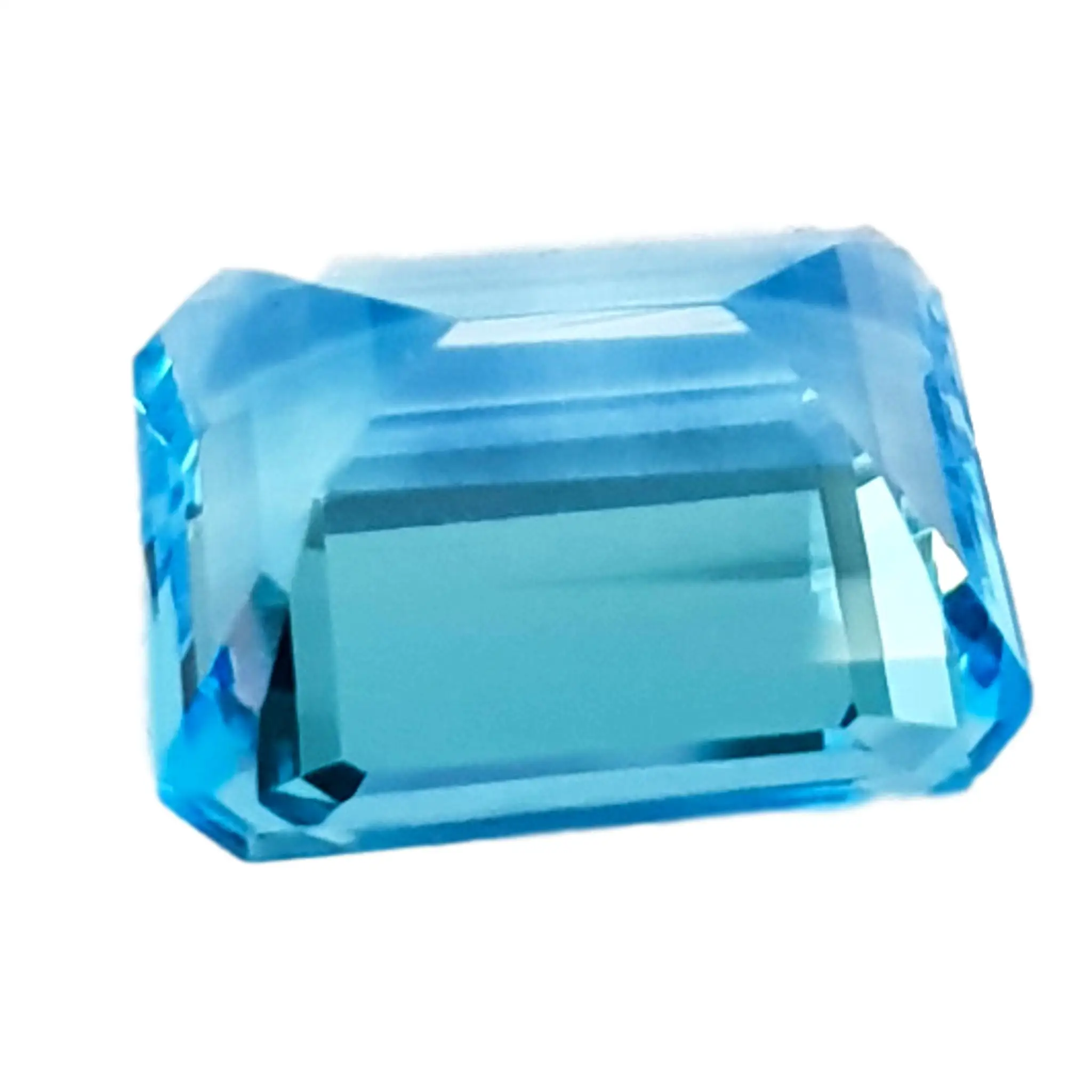 emerald cut swiss blue topaz gemstone