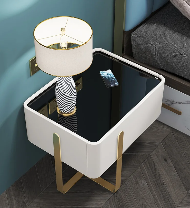 Top 500x400xH480mm Rectangular Wooden White Modern Table Beside Nightstands for Hotel Home Furniture from China