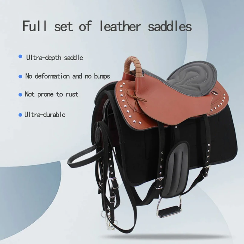 Wholesale Saddle Full Set New Style Leather Riding Saddle Large Small Horse Saddle Equestrian Supplies