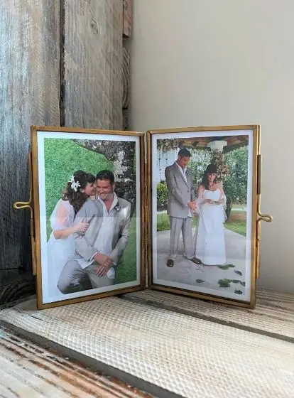 6x4 Decorative Brass & Copper Hanging Picture Frame Rectangular Shape Wholesale Gold Metal Glass Photo Frames Flower Design