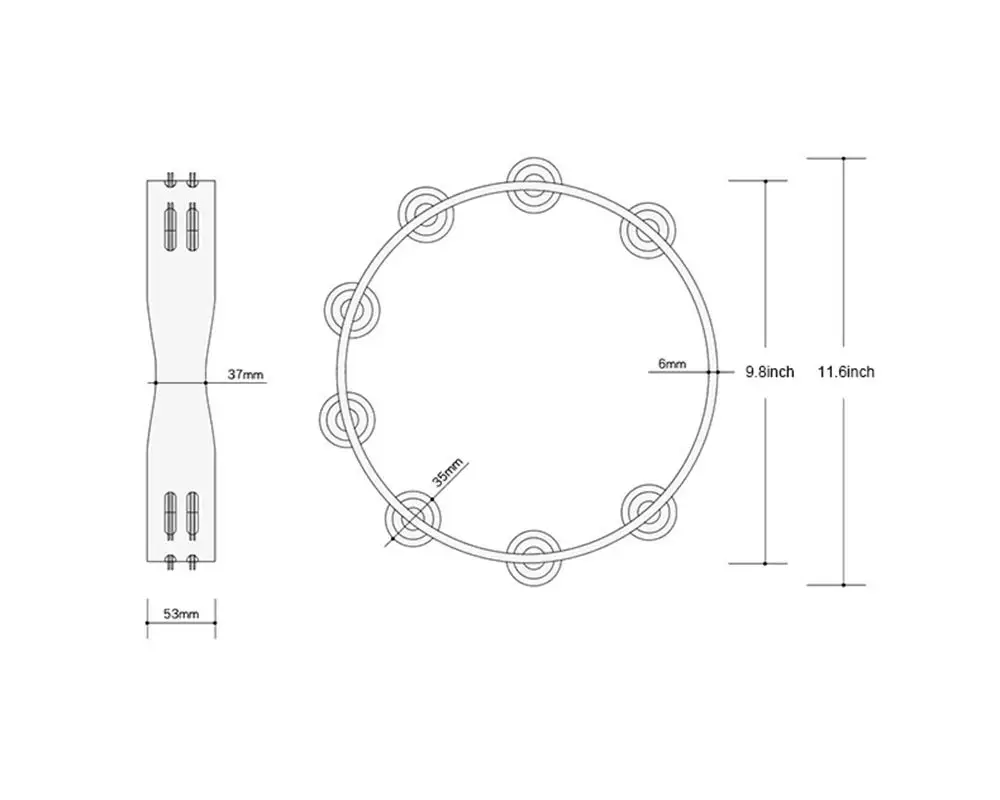 S Hand Held Wood Headless Tambourine Bell,Double Row Jingles Belly Dancing Musical Instrument
