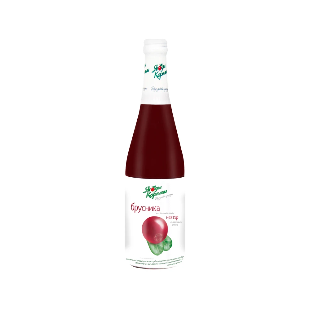 Quality 100% organic lingonberry nectar in glass bottles, wholesale soft drinks