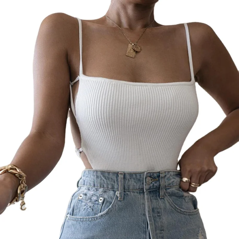 
summer 2021 women clothing high quality fashionable backless plain crop top tanks & camis 