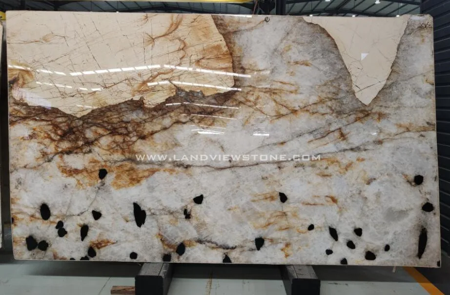 Brazil White Crystal Stone Patagonia Granite Slabs Kitchen countertop and Island