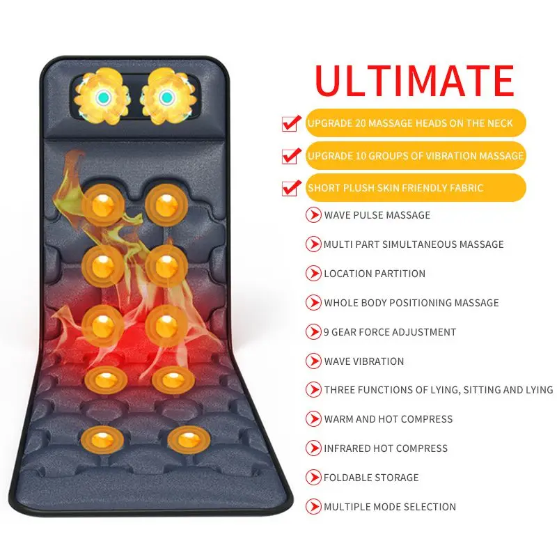 electric vibrating acupressure car foot massage mat body mattress massage bed for home use