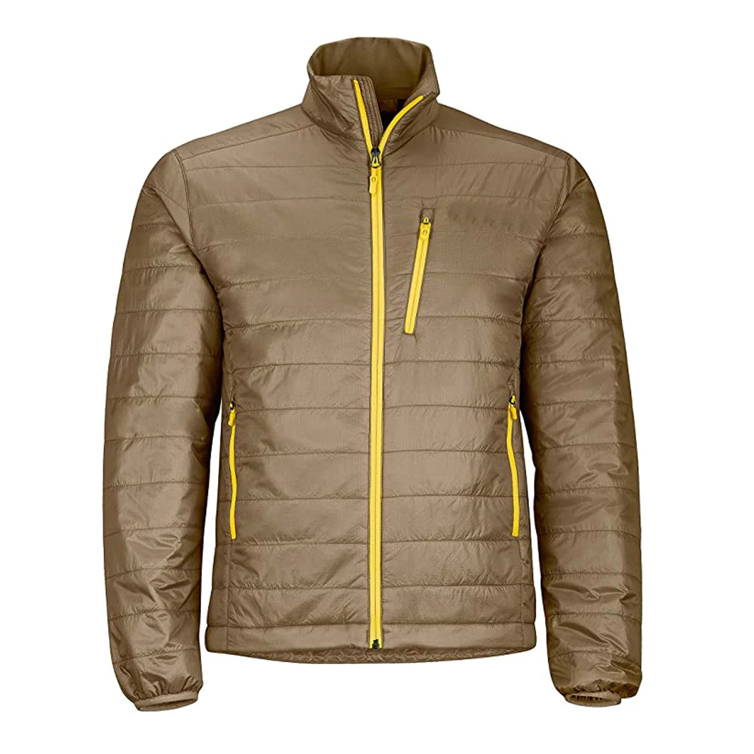  Новейший стиль низкая цена обычная бежевая мужская повседневная куртка-пуховик на молнии с длинным рукавом для зимы