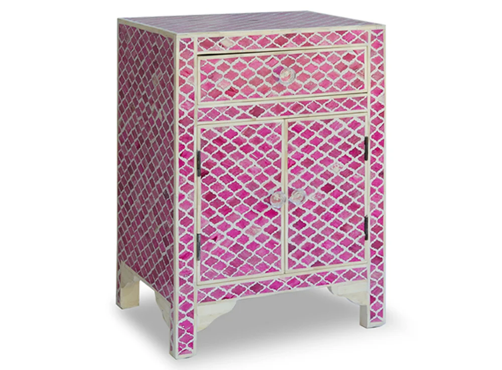 Best Quality Black Bone Inlay Side Table Cabinet Striped Design Bed Side Stool for Living Room