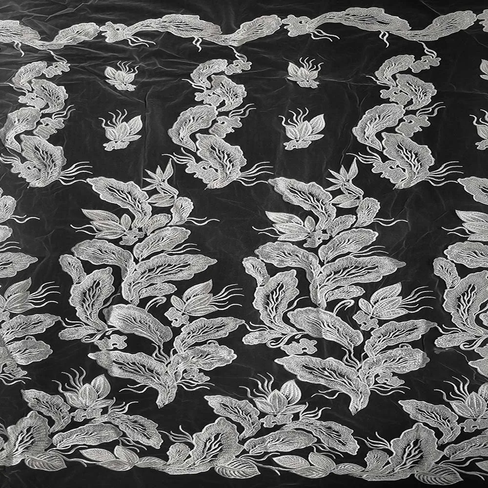 
Hot sale good price ivory sequins embroidery lace fabric for wedding party dress 
