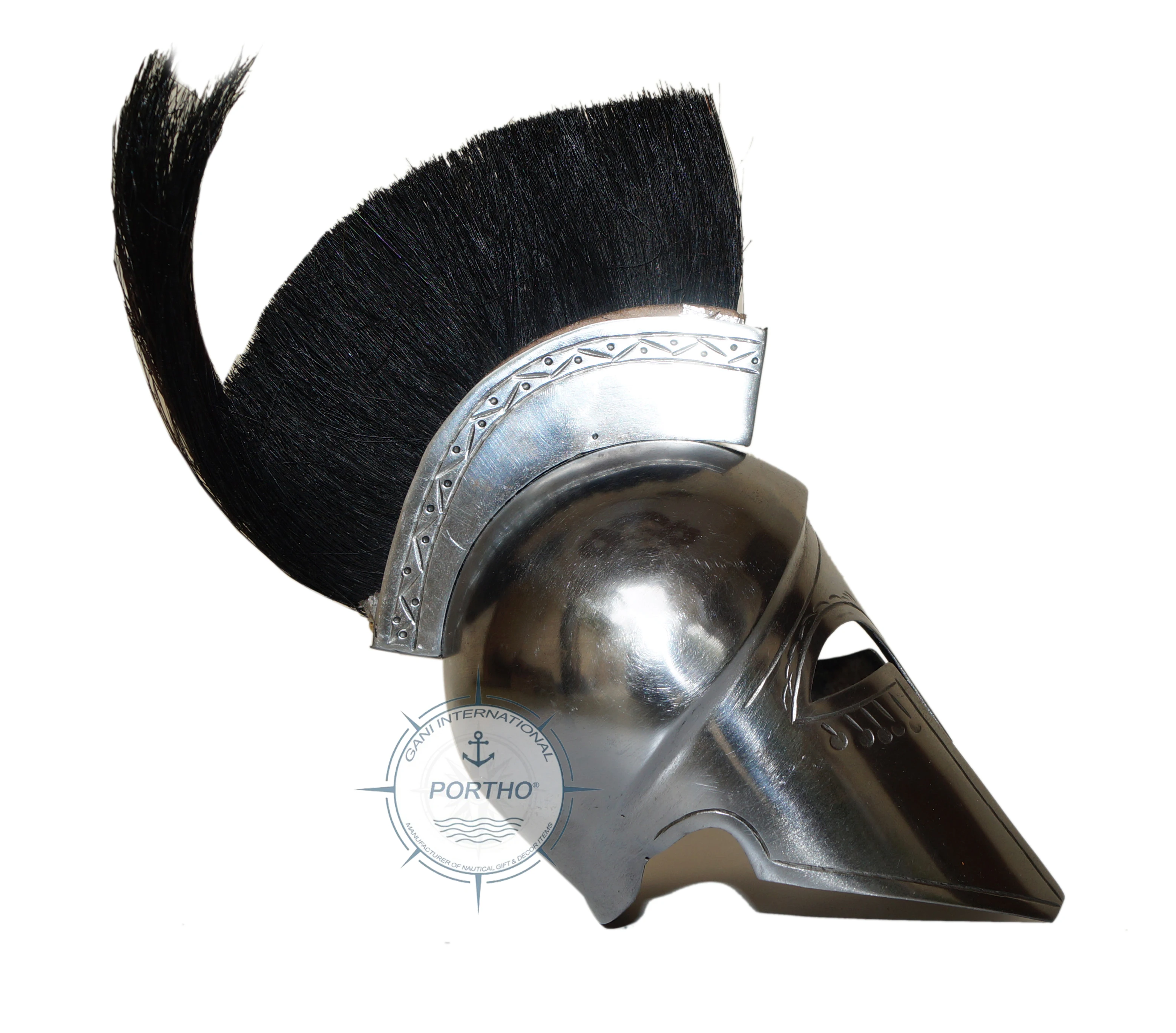 Medieval Armor Mini Greek Spartan 300 Helmet Black Plume Home & Office Decor