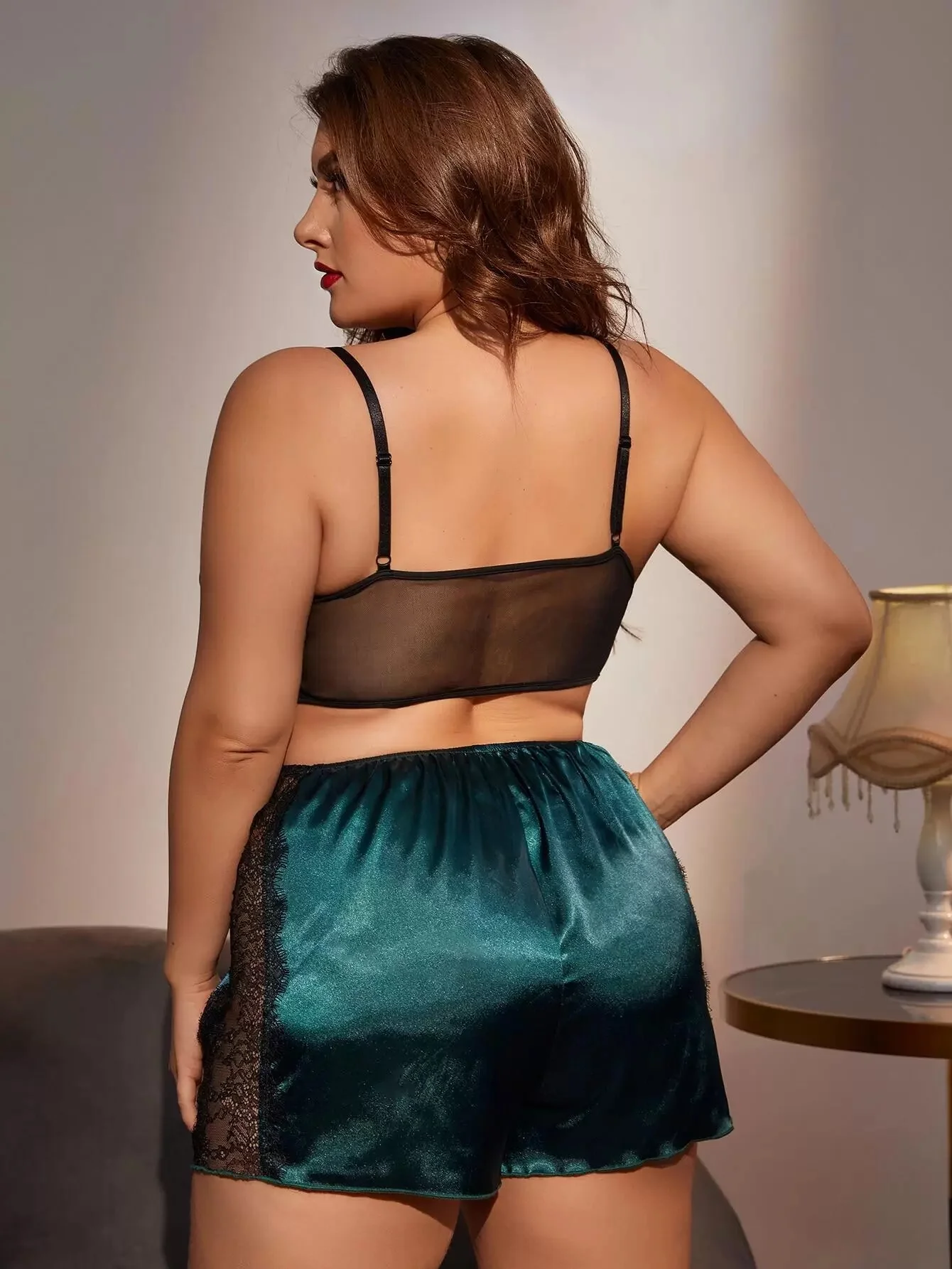 Лидер продаж, Женский комплект кружевного белья из 2 предметов, сексуальная женская одежда для сна для полных девушек, большие размеры