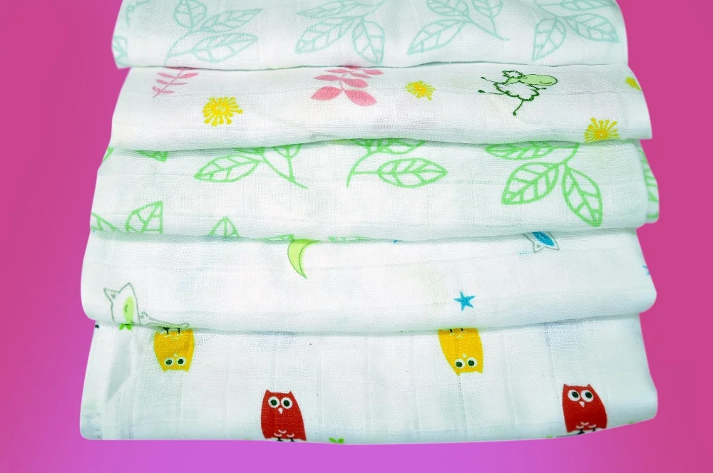 100% Cotton Double Weave Gauze Muslin Baby Diapers (Bleached, Unbleached, Dyed & Printed)
