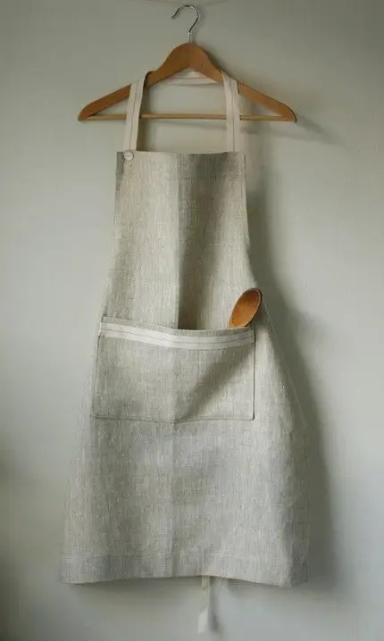 Army Green Kitchen Cooking Linen Apron, Premium Quality 100% Linen Apron.