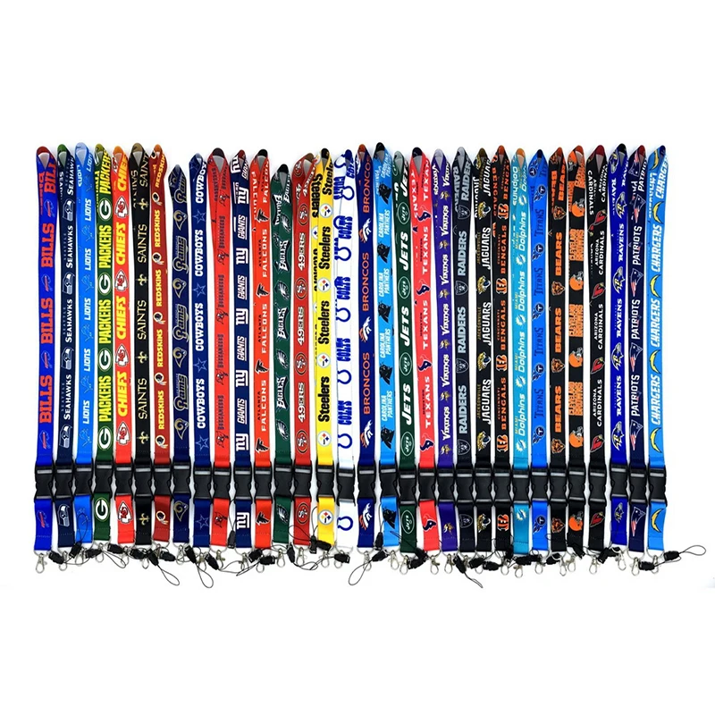 Sublimation adjustable neck  id Key  Keychain custom Polyester nfl lanyard for football team