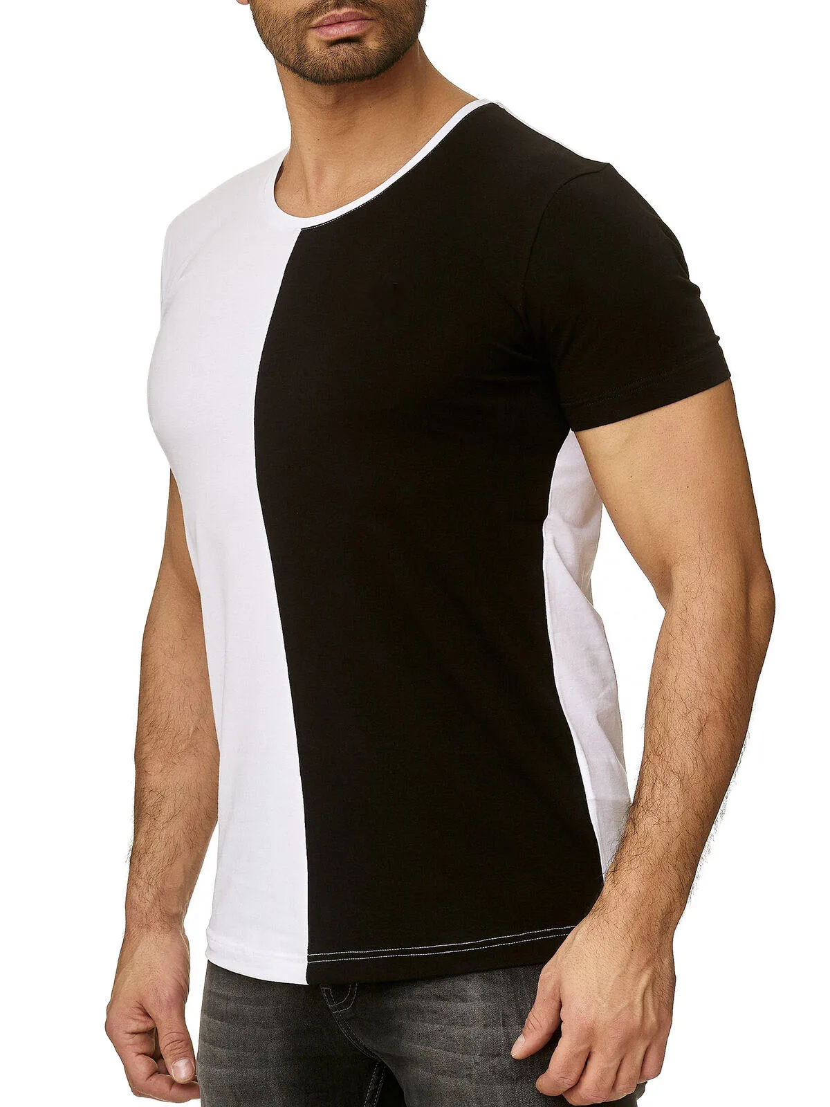 Оригинальный производитель двухцветная хлопковая Футболка Pima с круглым вырезом реглан