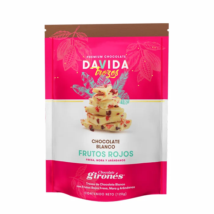 DAVIDA Wholesale Premium Creamy Sweet White Chocolate Chunks Barks with Red Berries Cocoa Snacks Sale by Bulk