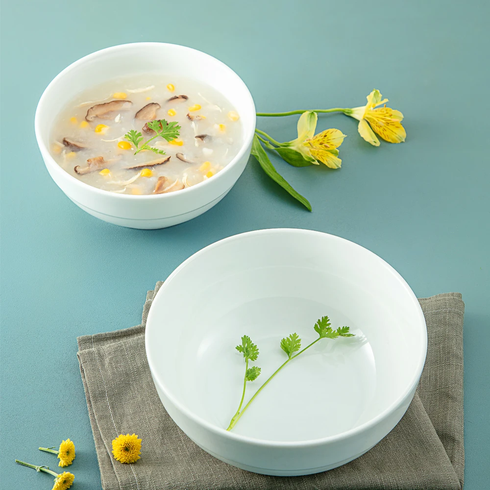 OEM White porcelain Salad bowl, Pho bowl hot trend wholesale for hotel restaurant with Available Sample