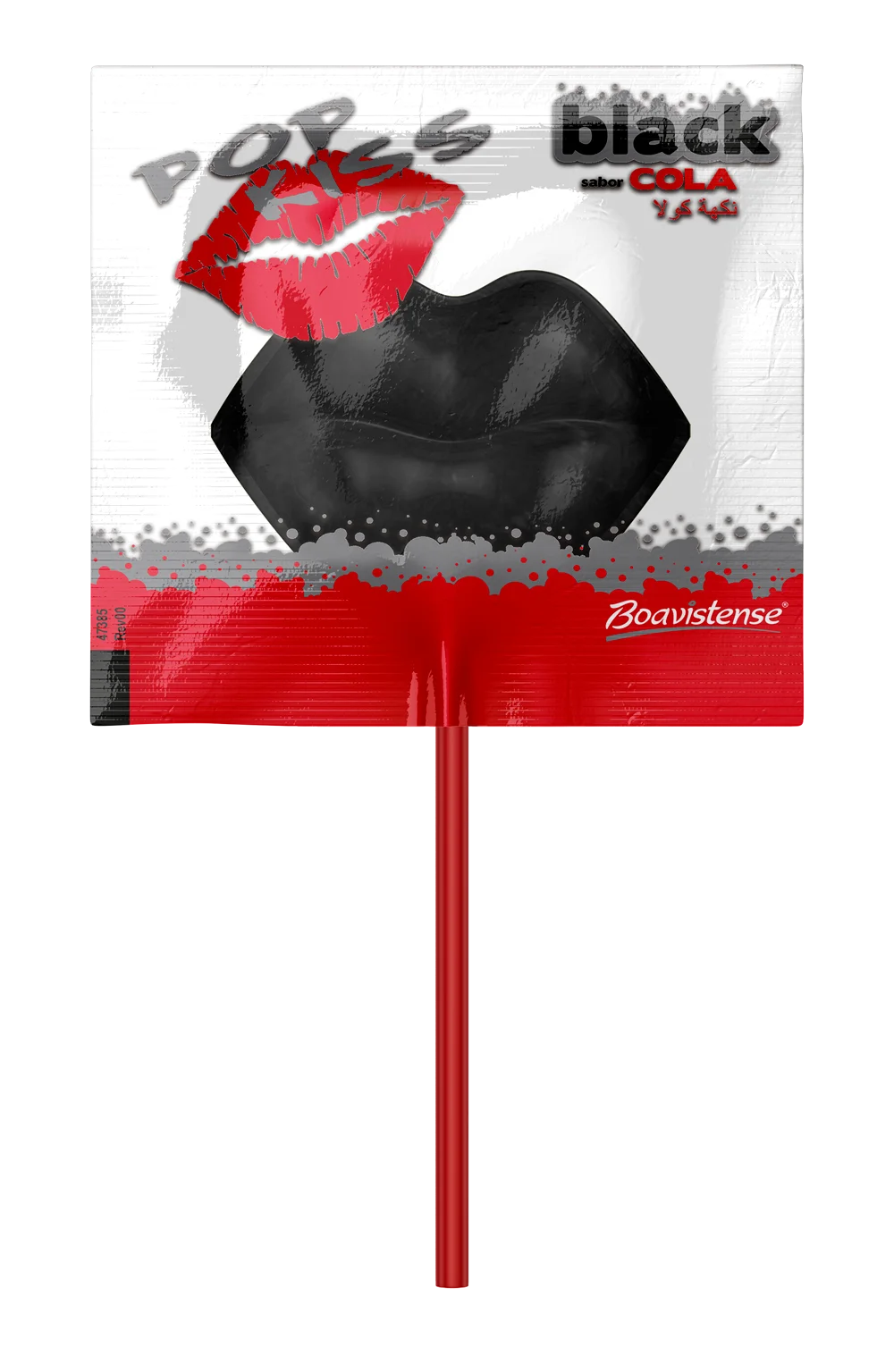 
68502 - Pop Kiss Black Cola Flat Lollipop 10g 24x50un 
