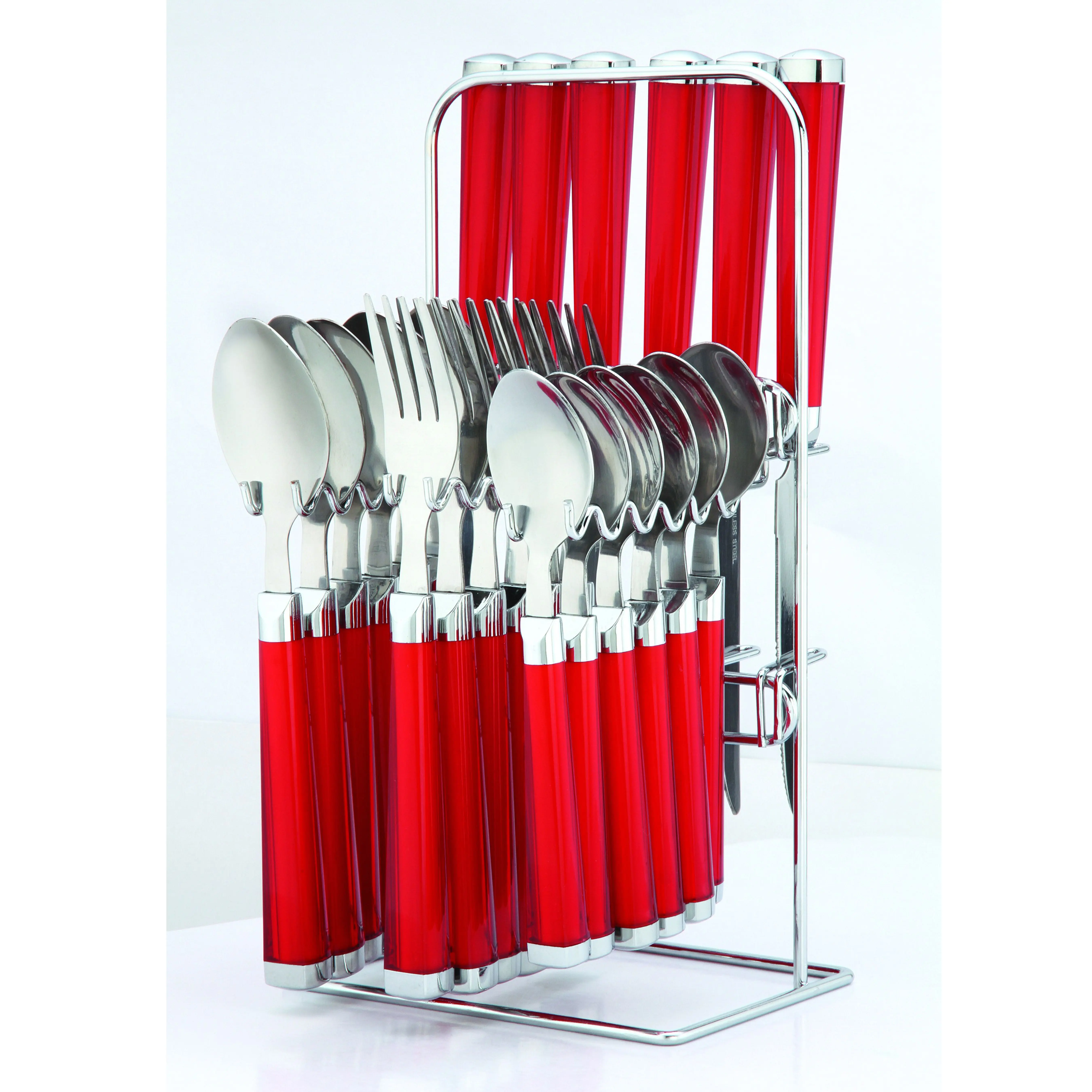 Yangjiang Factory, Stainless steel Cutlery set with wire stand, fashion flatware set home use, OEM/ODM welcome