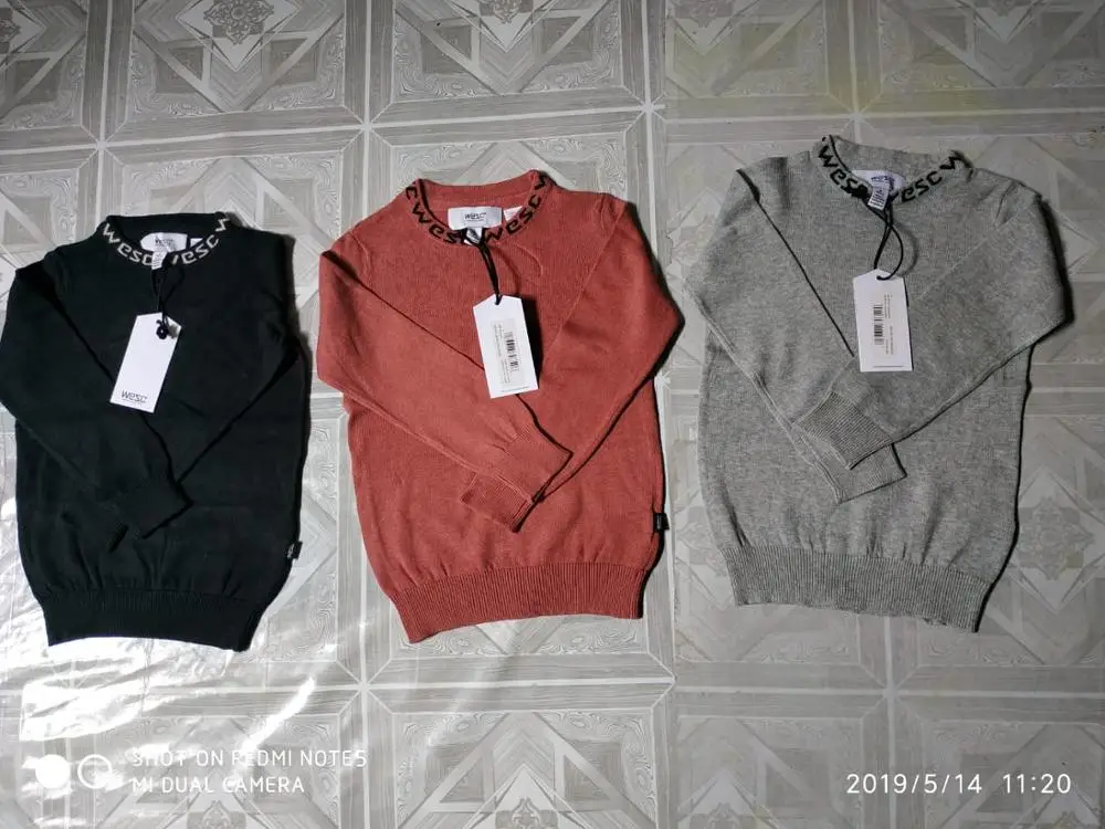 Overrun Clothing Original Branded Labels Boys Long Sleeve Pullover Crew Neck Knitwear Outfits Casual Sweater Bangladesh Stocklot
