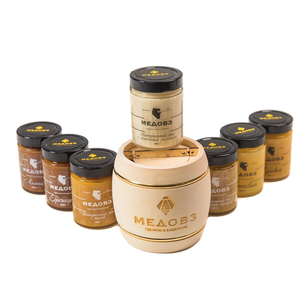 Pure Natural Linden Bee Honey from Russia 350 g Glass Jar Organic Bee Honey Product for Health Care