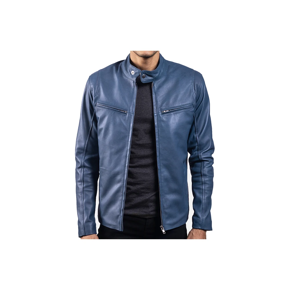 Новая модная кожаная куртка-бомбер, синяя/оптовая продажа, куртка из овечьей кожи/платье, модная мужская куртка из натуральной кожи