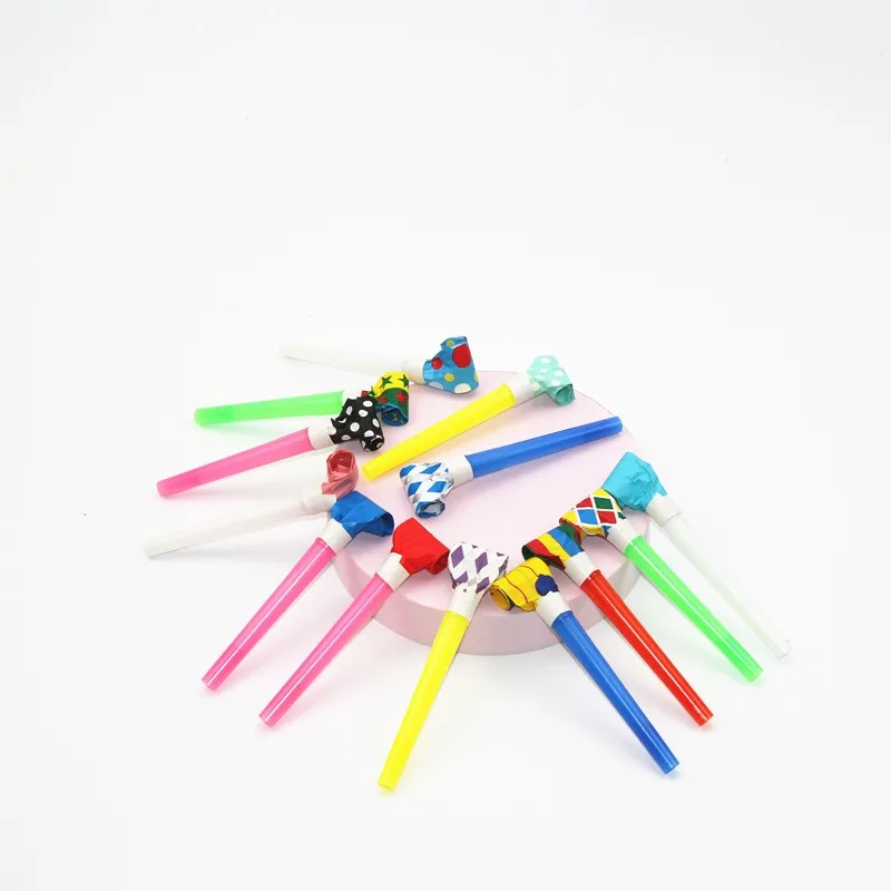 11.5cm party blowouts paper blow horn paper whistle