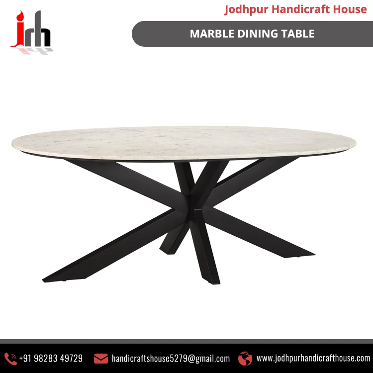 
Latest Design Pure Marble Top Quality Villa Interior Marble Dinning Table 