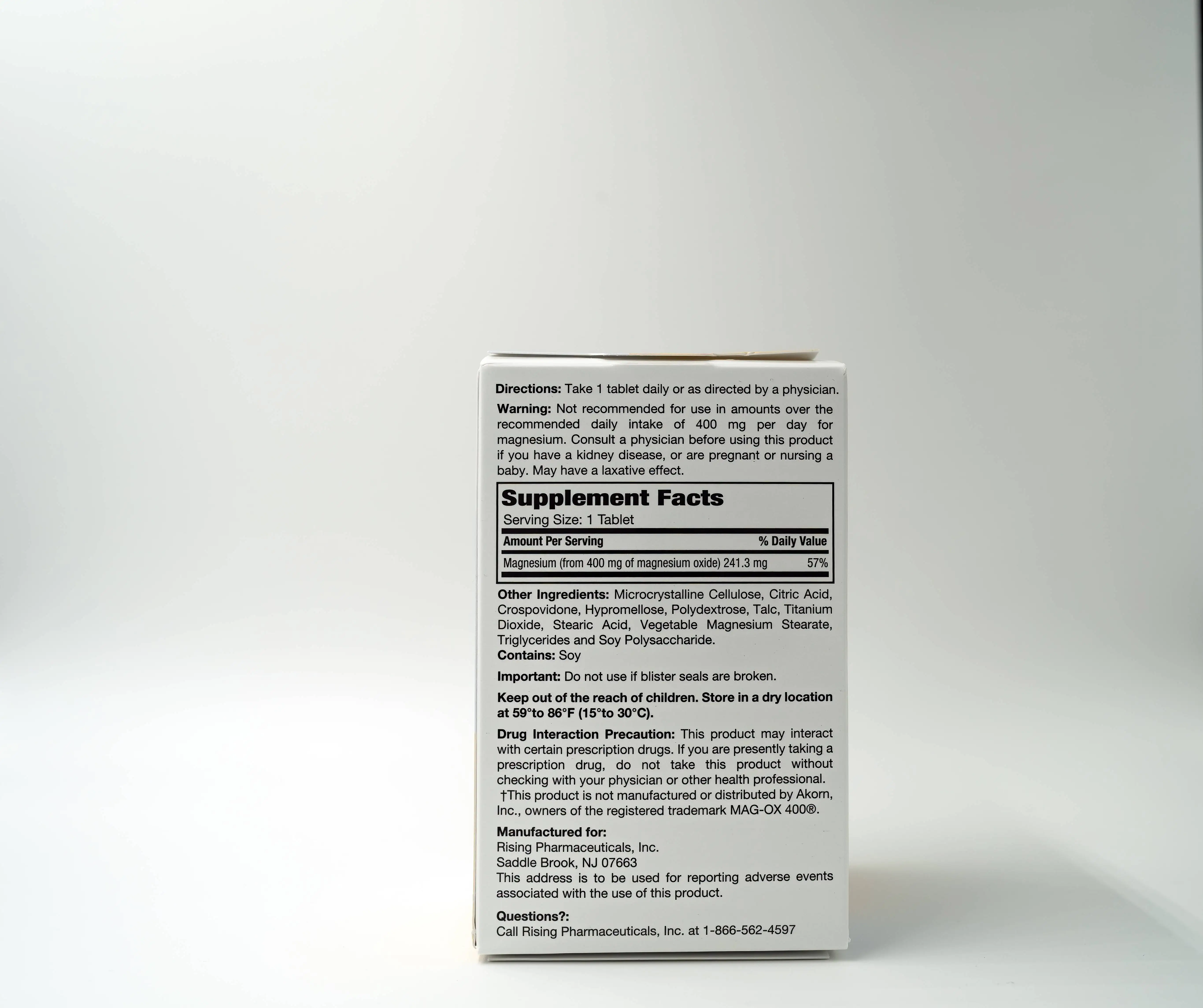 MAGnesium Oxide 400mg - Elemental Magnesium Dietary Supplement - 100 count Tablets