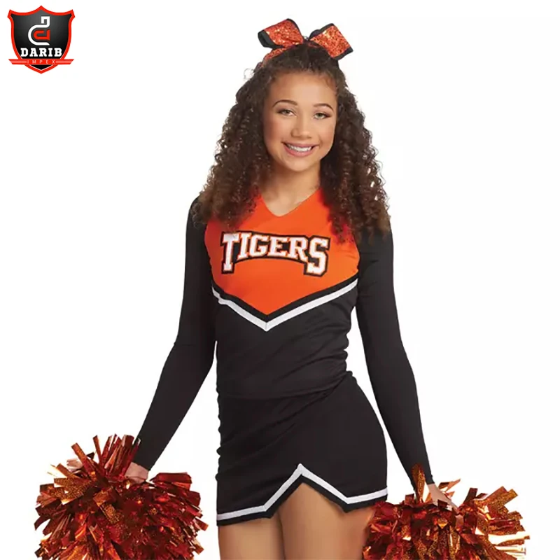  Новейший дизайн заводской поставщик униформа чарлидинга с длинным рукавом одежда для приветствия