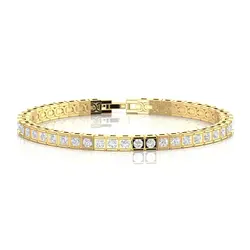 Solid 14KT Yellow Rose White Gold 4.4 CT Real Natural Diamond Tennis Bracelet For Unisex