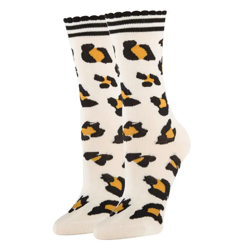 Leopard Colorful 100% Cotton Socks Woven Casual Women Socks For Winter From Viet Nam