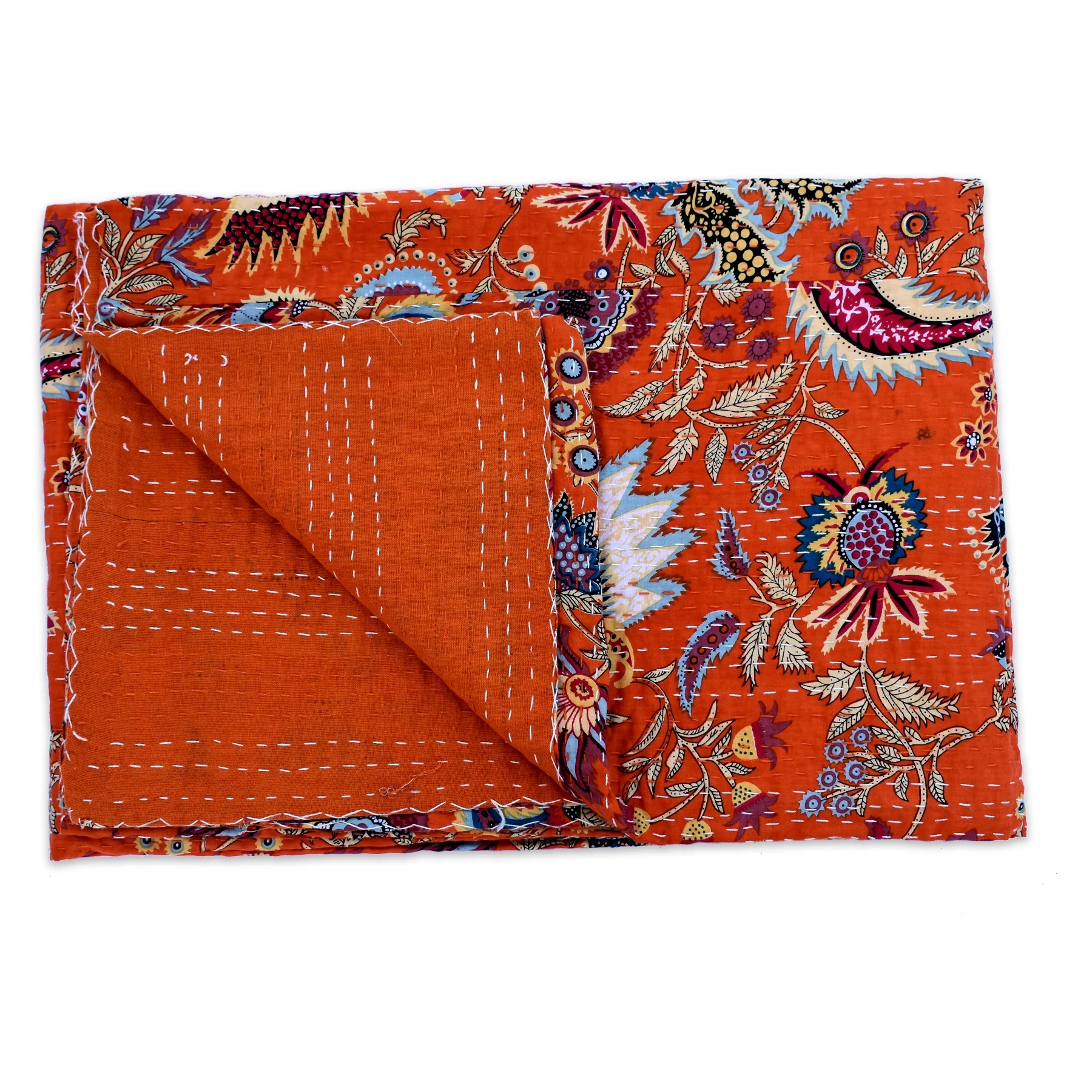 Hot Selling Indian High Quality Floral Printed Pure Cotton Blanket Handmade Kantha Quilt Wholesale