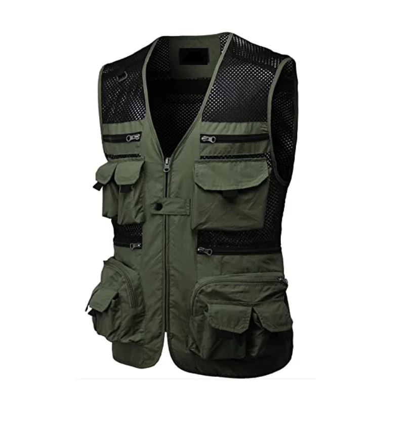 Mens Premium Casual Active Cargo Camping Vests Multi-Pocket