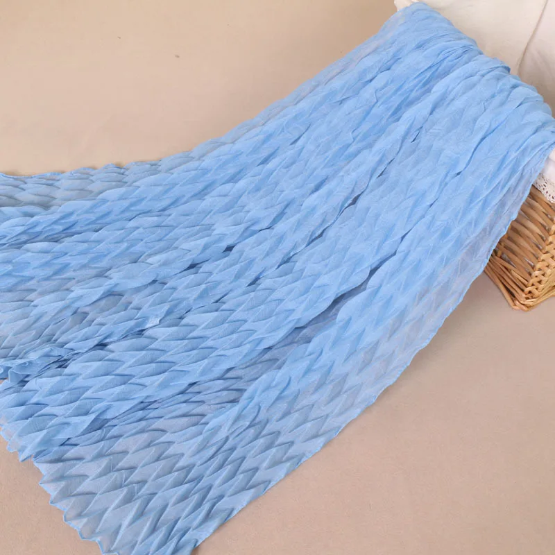 
Wholesale Women Islamic Voile Headscarf Geometric Crumpled Muslim Ladies Ethnic Long Wrinkle Hijab Scarf 