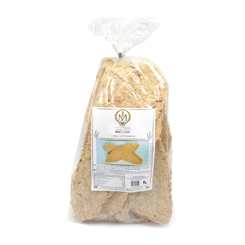 Top Quality Multicereali  Azzimo  Bread  Made in Italy  Artisanal Calabria 300 g plastic packaging