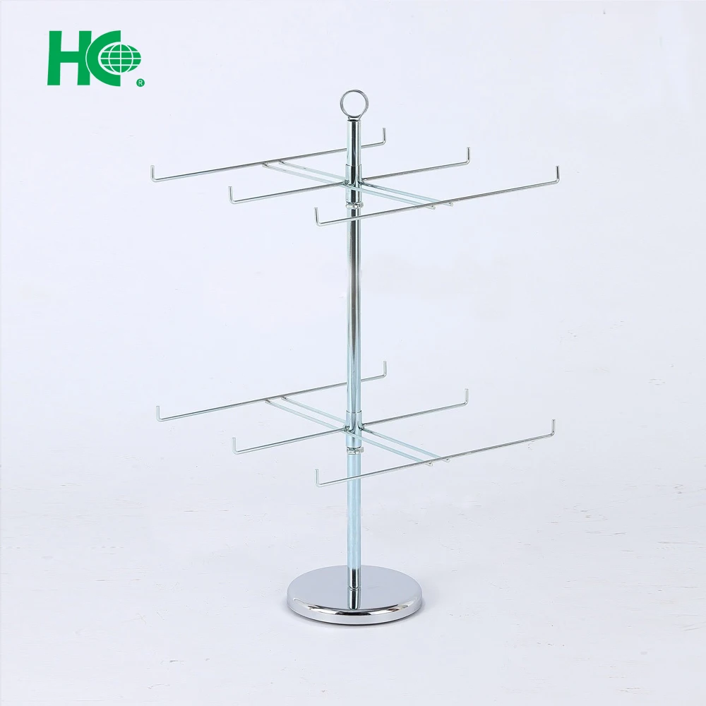 2 tiers rotating metal wire spinner display rack/ revolving countertop retail display racks